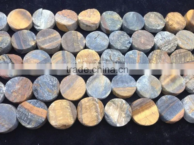 NO PS!!Wholesale Rough Tigereye Flat Coin Semi Precious Beads For Jewellery