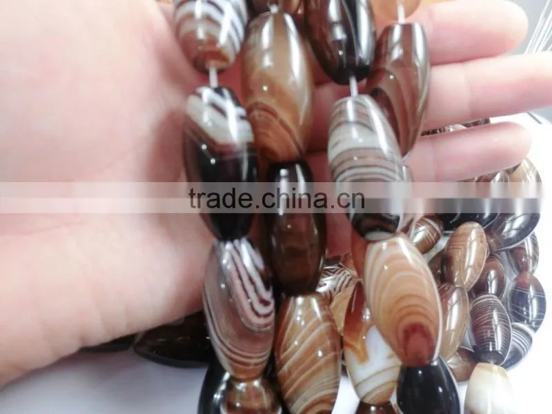 Natural Smooth Drum Shape Brown Agate Strip Loose Beads Unit Shape For Regilious Gift
