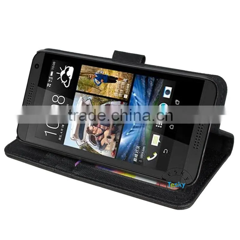 5.0 Inch PU Leather Mobile Phone Case Cover For HTC Desire 620 Flip Cover Black
