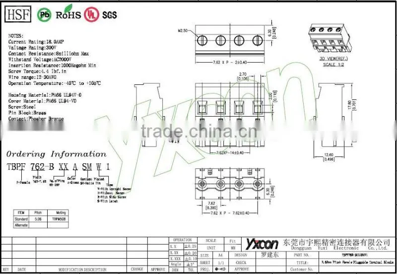 7.62mm Screwless Terminal Block