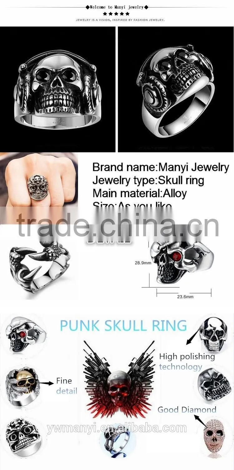 New fashion design popular wholesale costume jewelry gothic ring R9