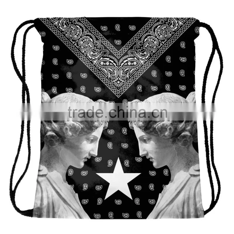 High Quality 3D Printed Bandana Statue Cool Custom Microfiber Drawstring Bag