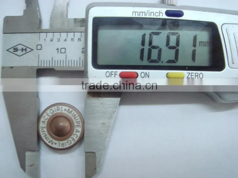 17mm engraved nipple metal automatic snap button