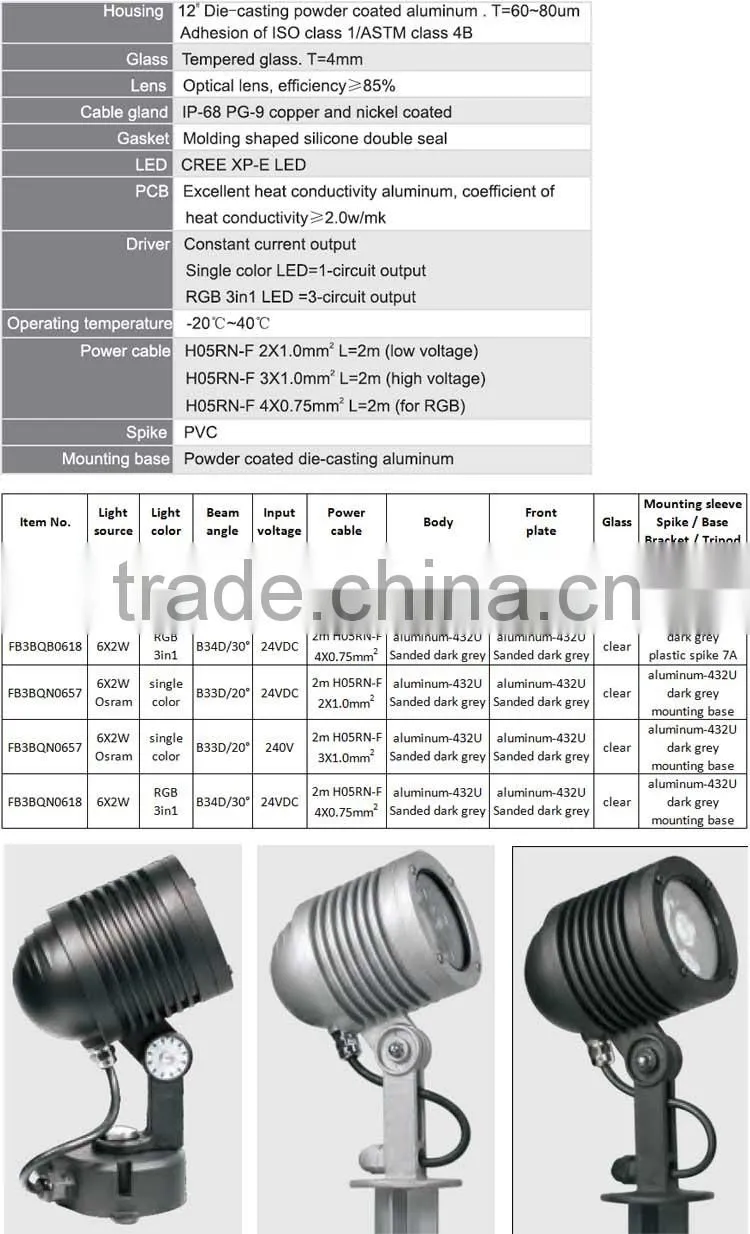 6x2W RGB Outdoor IP65 Decorative Garden Spike LED Lights 24V LED Lights for Garden/Yard