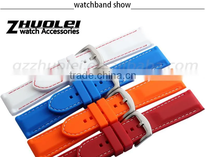 New Arrival Waterproof Muticolor Silicone Rubber WatchWrist watch Strap Band Replacement 22mm
