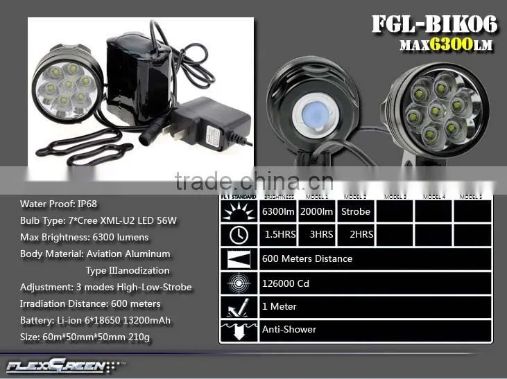 rechargeable 13200mah 18650 7 T6 LED bicycle light