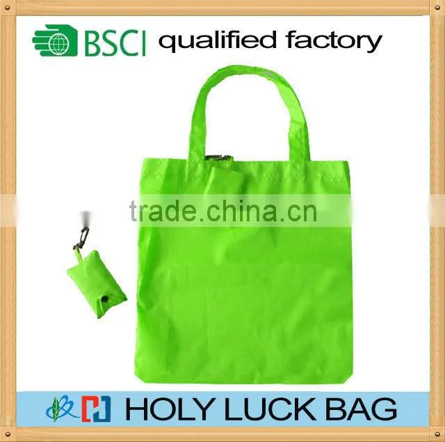 Wholesale reusable eco friendly folding shopping bag with small pouch