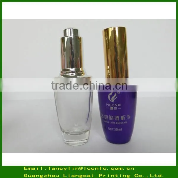 30g clear high grade glass face cream bottle,glass bottle for face skin care with screw aluminium cap