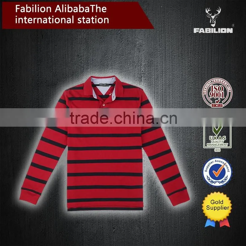 2016 hot selling Washed striped long sleeve for big size polo shirt