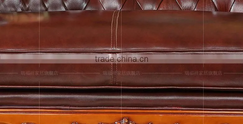 Federal classic chaise longue with wood frame and genuine leather finish O-214