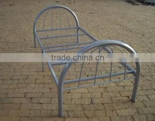 silver grey single metal beds/good school furniture metal dormitory beds