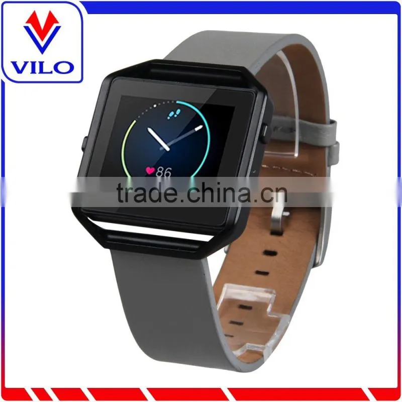 Hot Sale Genuine Leather Watch Strap Wrist Band + Metal Frame For Fitbit Blaze Smart Watch