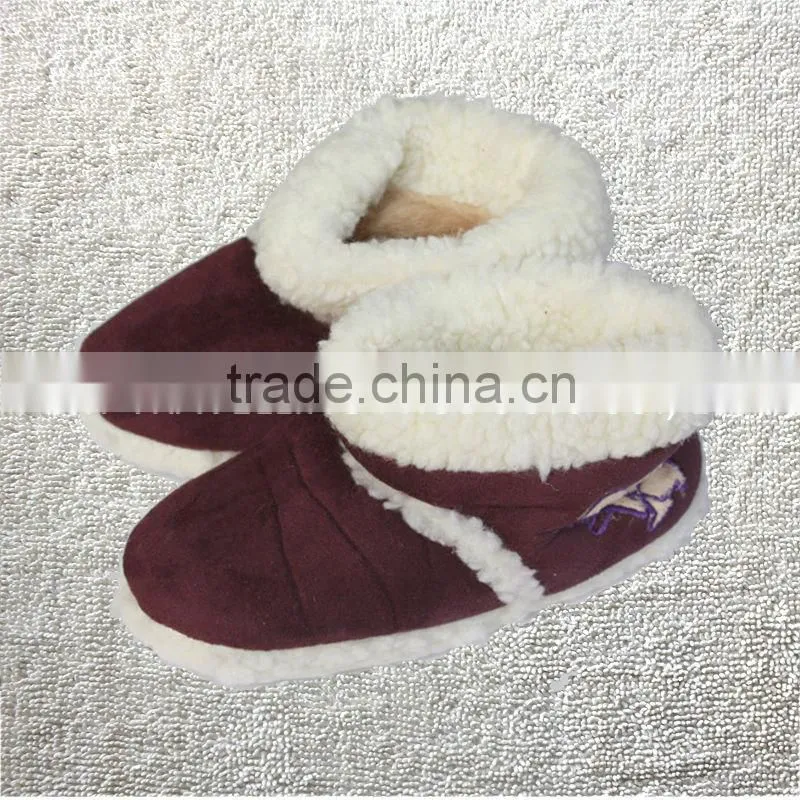 Winter thermal cotton-padded waterproof anti-slip soles slippers,home floor blue microsuede with mouse embroidery children boots