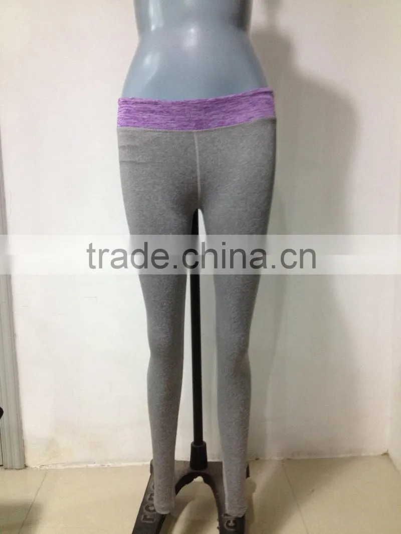 Santic wholesale gym wear sublimation print yoga pants contrast waistband leggings