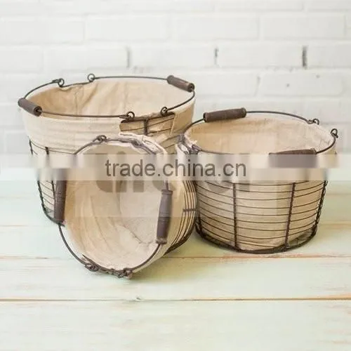 Metal Wire Storage Basket With Liner, Storage Use And Wire Metal Type Wire Lined Basket