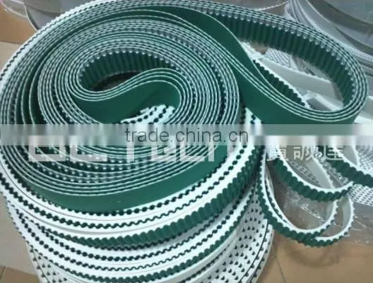 Timing belts with fabric on teeth side