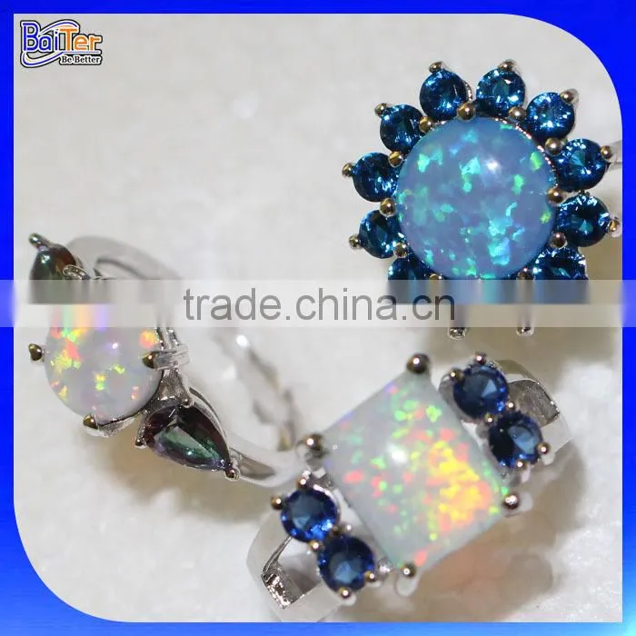 Man Made Synthetic Birthstone Opal Earring Stud Jewelry S925 Fire Opal Body Jewelry/925 Sterling Silver Round Opal Stud Earring