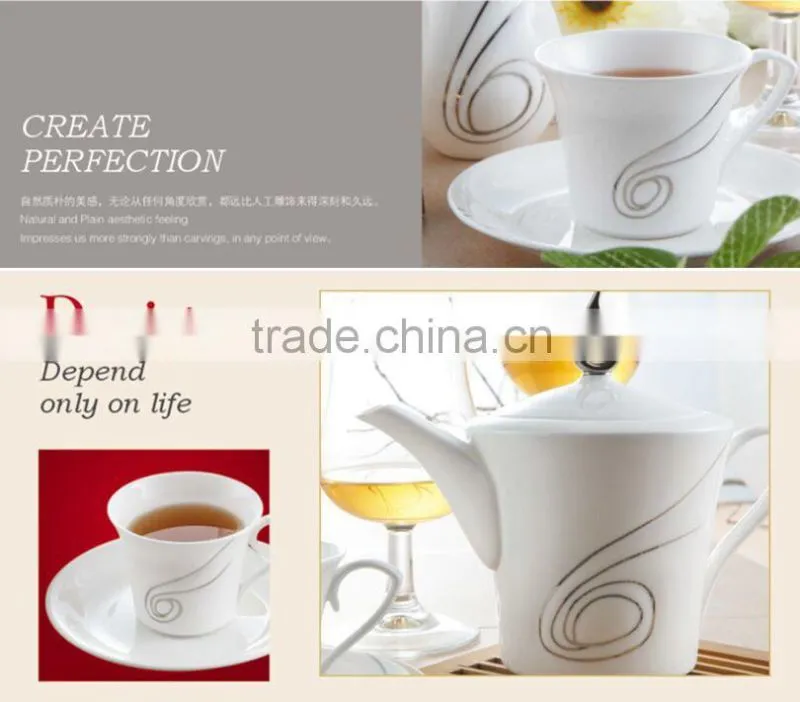 modern design with gold-rim for cafe dinner sets bone china tableware sets