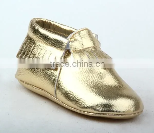 Popular all market 100% sheep leather fringes baby Moccs