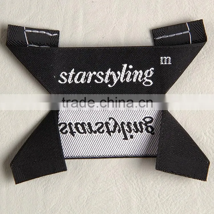Custom unique triangle folded weaving neck label size label for women's spring suit
