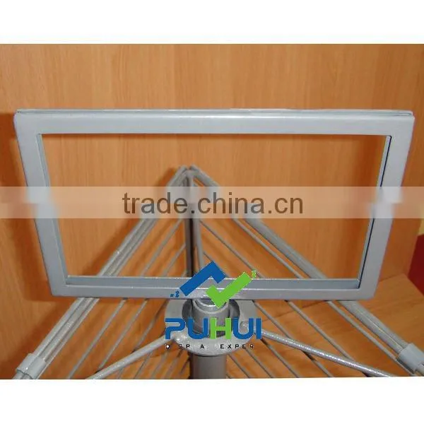 metal wire 3 sides rotating counter rack with good design
