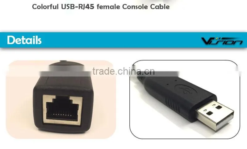 All new Cisco USB male to RJ45 female console cable with FTDI chip in black
