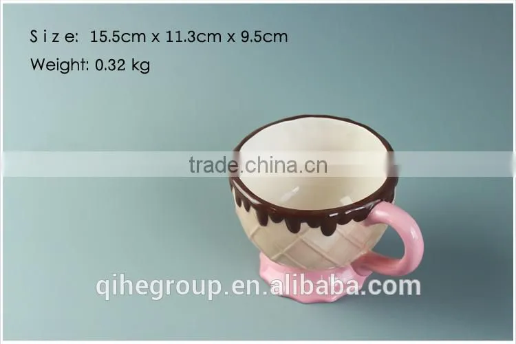 pink ceramic coffee mug with 3D cookie shaped