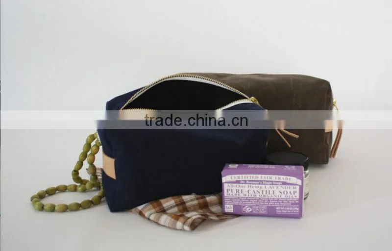 personalized and high quality waxed canvas cosmetic bag, cosmetic pouches , cosmetic and toiletry storage bags