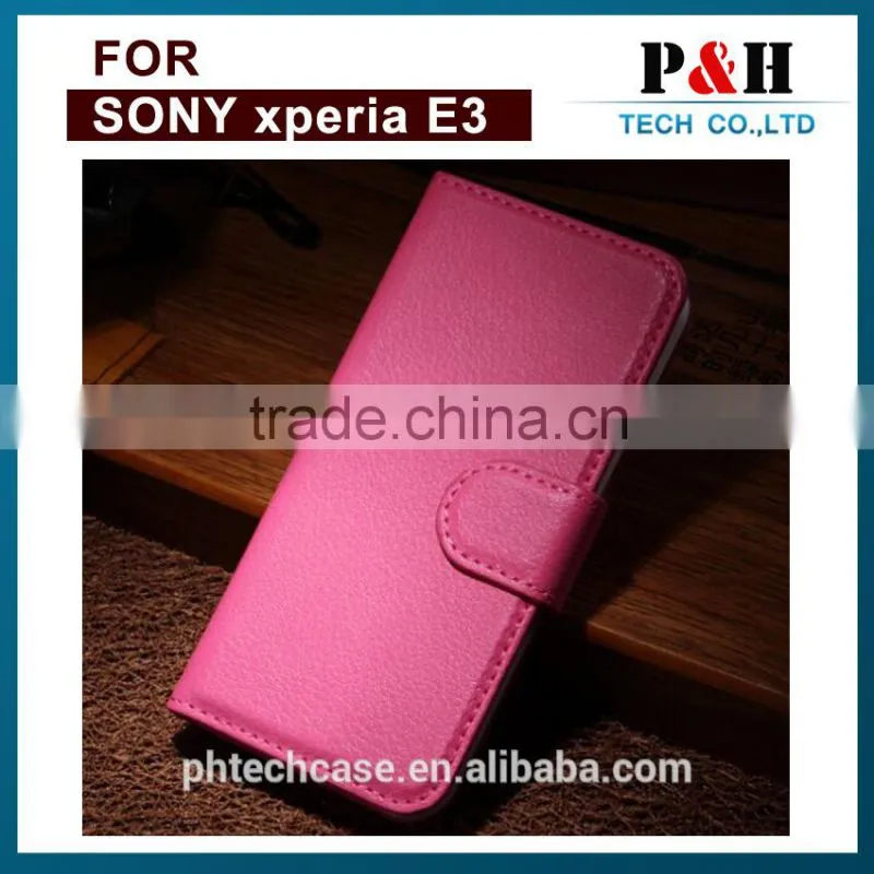 2015 popular case for E3 Pu Leather wallet filp Case for song xperia E3