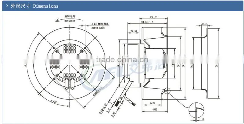 EC 72 175 motor Centrifugal fan