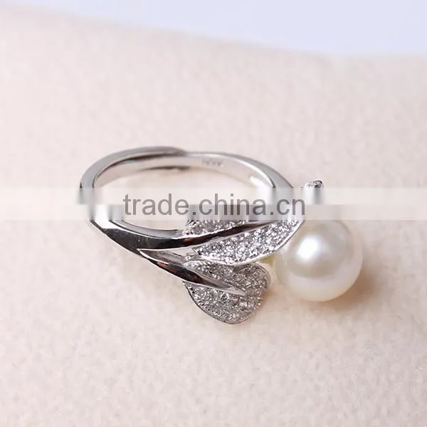 latest pearl ring design natural freshwater pearl with a round pearl