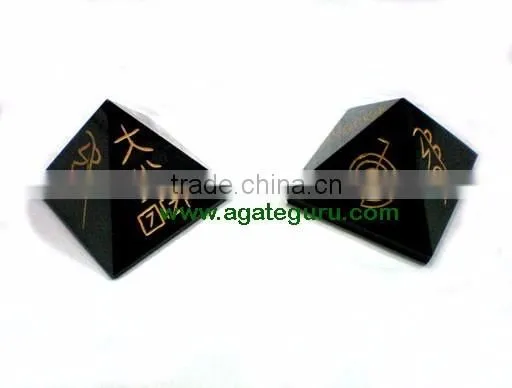 Black Agate Engraved Reiki Pyramids : Wholesaler Manufacturer Black Agate Arch Angle Set pyramid