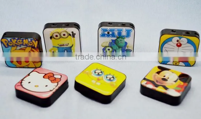 New cartoon character square mini clip hello kitty mp3 player with 4gb 8gb tf card