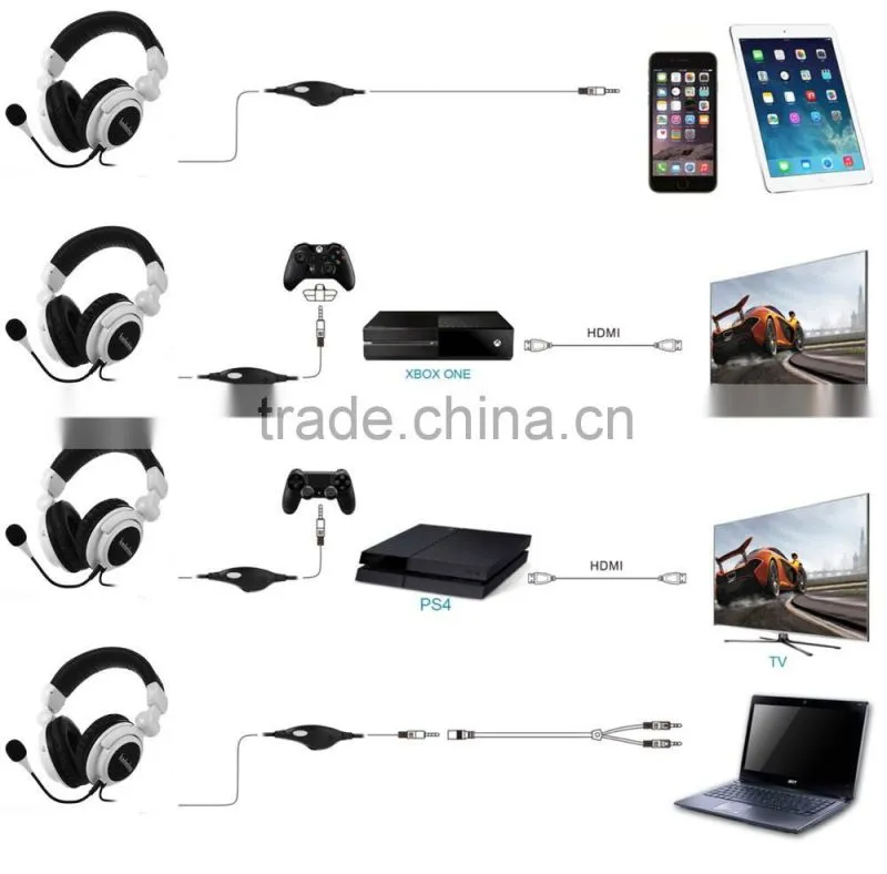 5-in-1 Foldable Gaming Headset for PlayStation 4 , Xbox one, PC , Mobile , Tablet , Detachable and Adjustable Microphone