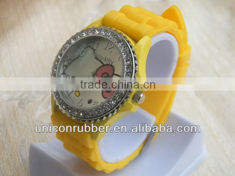 Best Products For Women 12 Colors Silicone Wrist Watch With Diamond