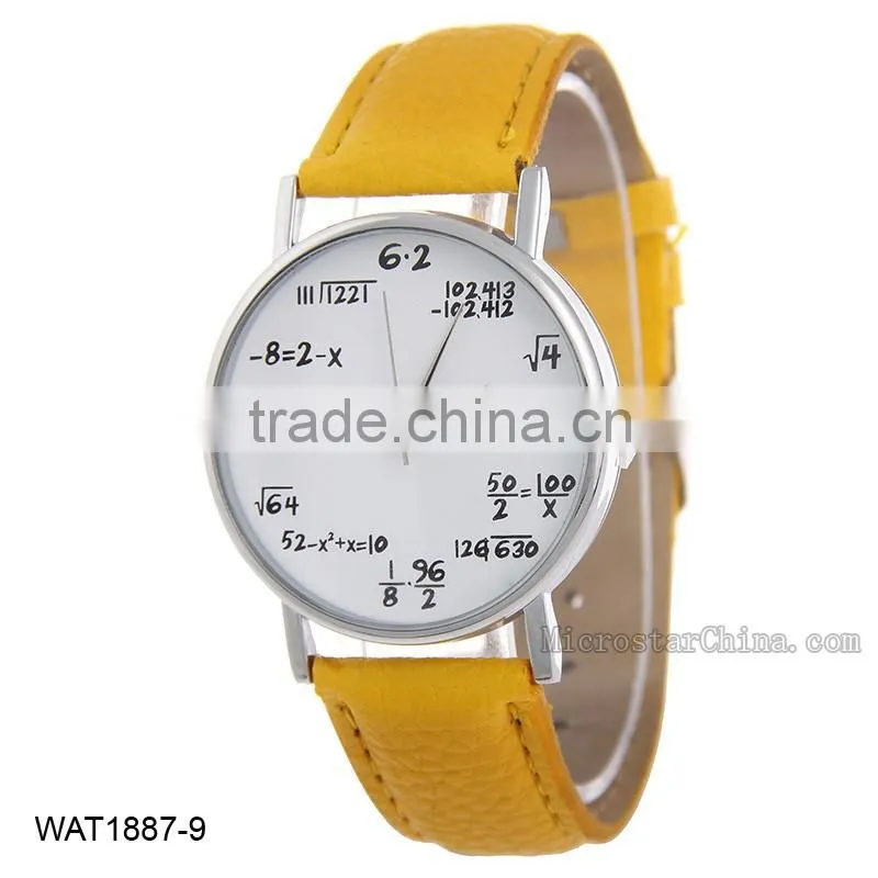 Creative Personalized Mathematical Formula Pink Leather Wrist Watch