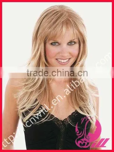 Long Gold Hair Wigs High Temperature Fiber, Can Wash,Curl,Iron