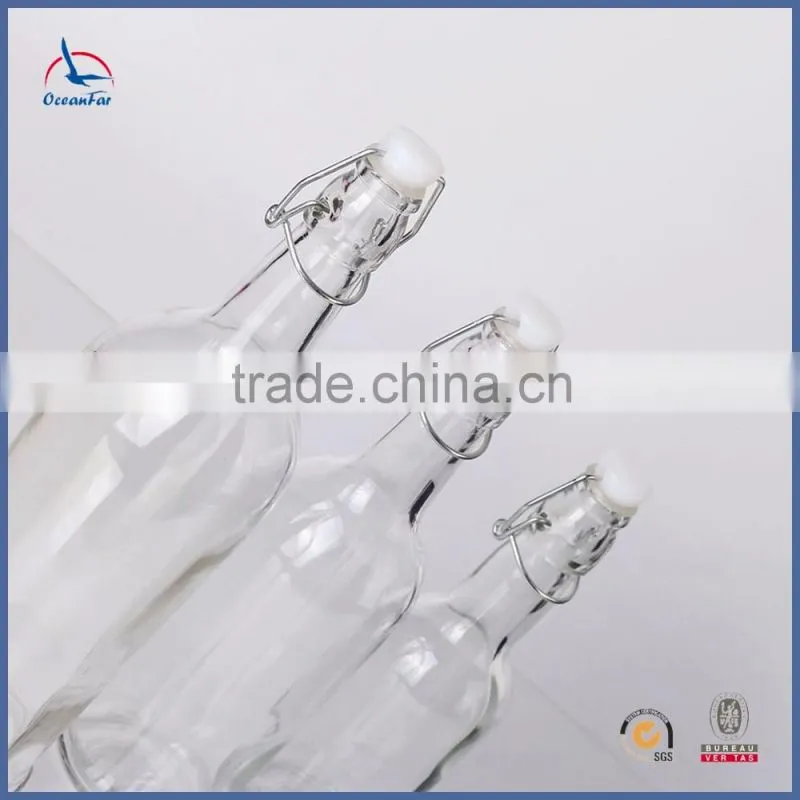 High Quality Set 3 Glass Beverage Bottles Wholesale Clear Glass Water Bottle