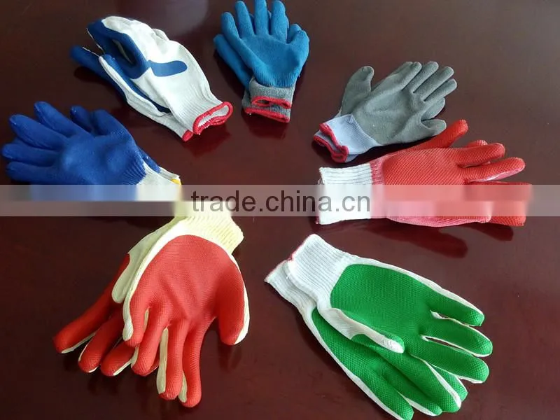 cotton coated green latex gloves