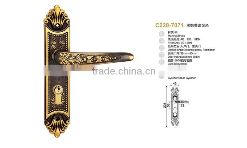 luxury Tri-circle brand Brass European interior room door lock;High-end european-style door lock series