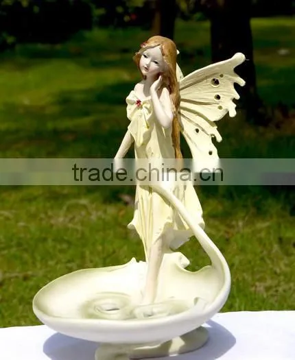 resin angel design candel holder for home decoration