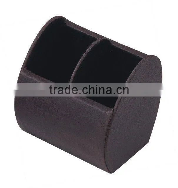 Wooden desk organizer in PU leather