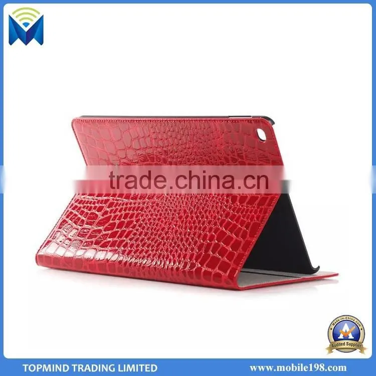 Crocodile Leather Case for iPad Air 2, Wallet Case Cover for iPad Air 2 with Card Slot
