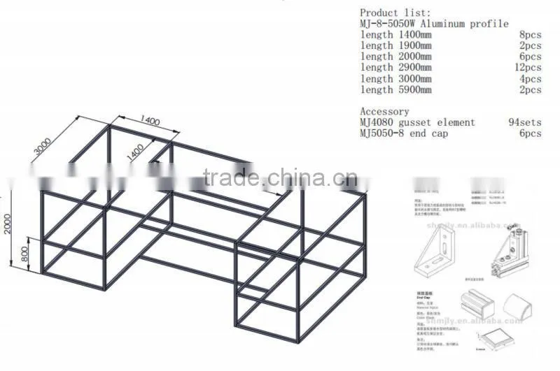 2080W aluminium extrusion t slot for frame direct from stock