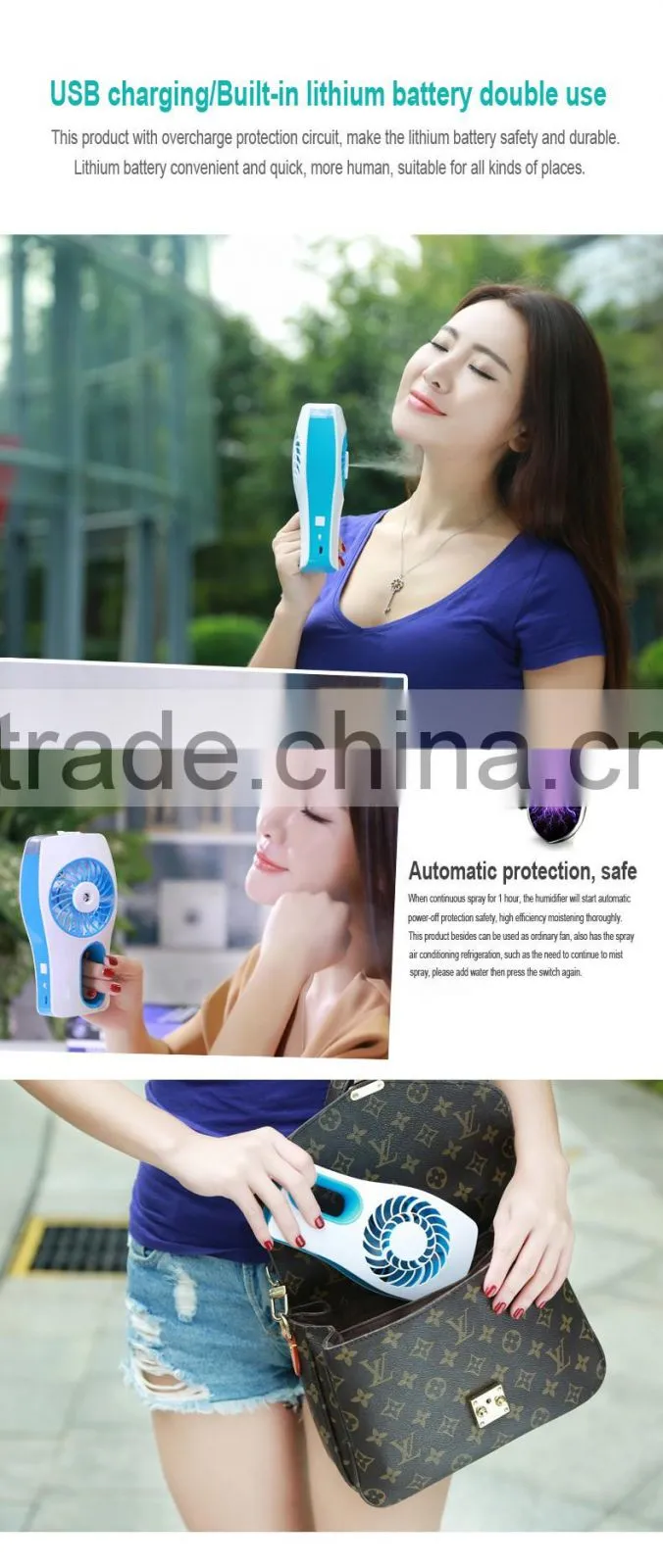 Hot selling Electric Handheld summer mini fan humidifier usb fan for phone