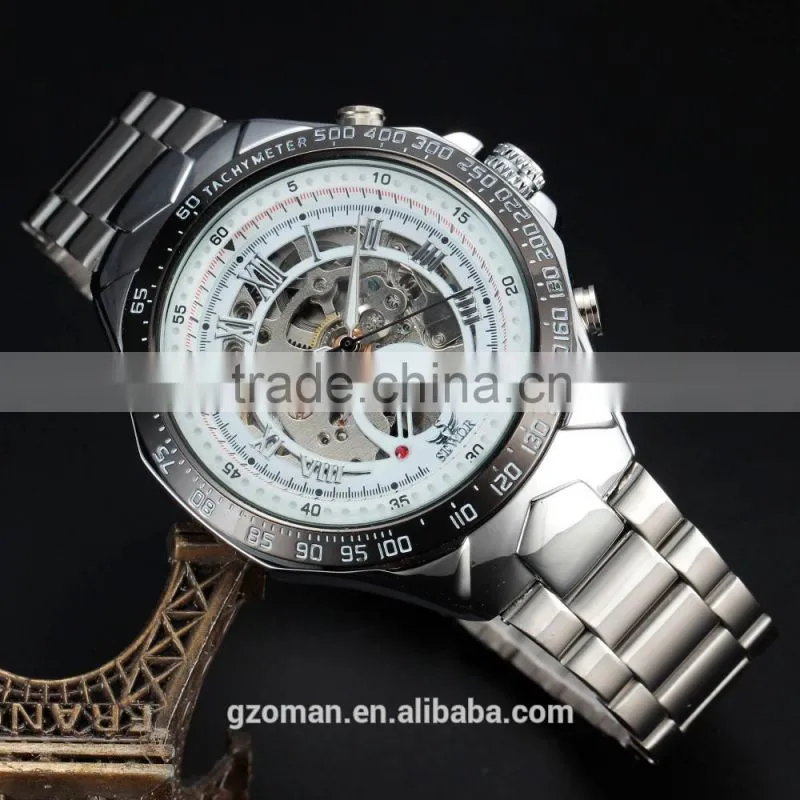 sewor silver stainless steel mens automatic wrist watch casual bracelet mechanical watch
