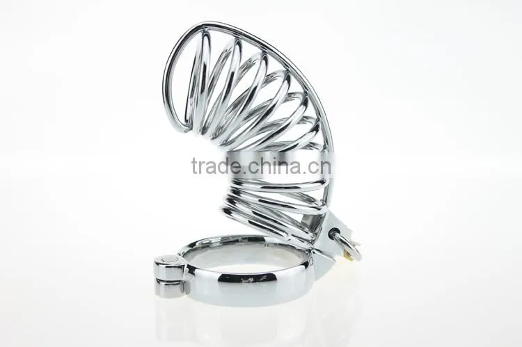 Padlock Hand-polished Sex Toys For Men Stainless Steel Lockable Penis Cage