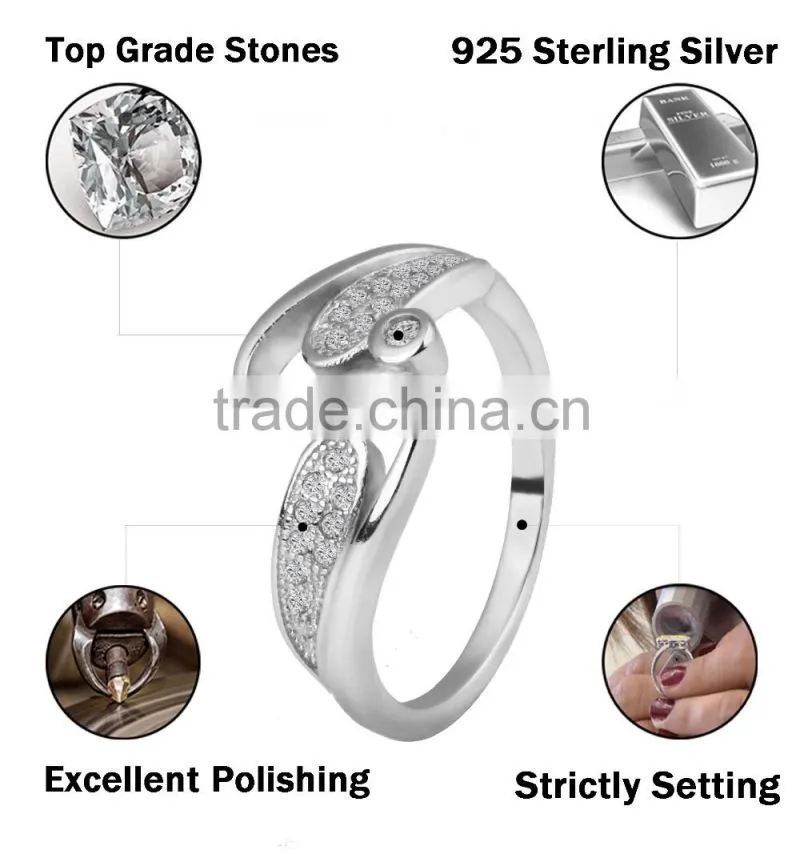 2015 fashion 925 sterling silver ring micro zircon pave setting s letter ring