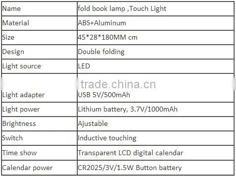 New style silver led folding table light small portable lamp for reading