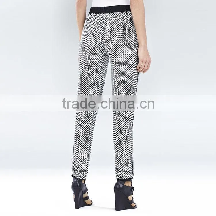 Oem clothes supplier new latest design office wear women fashion plaid pants